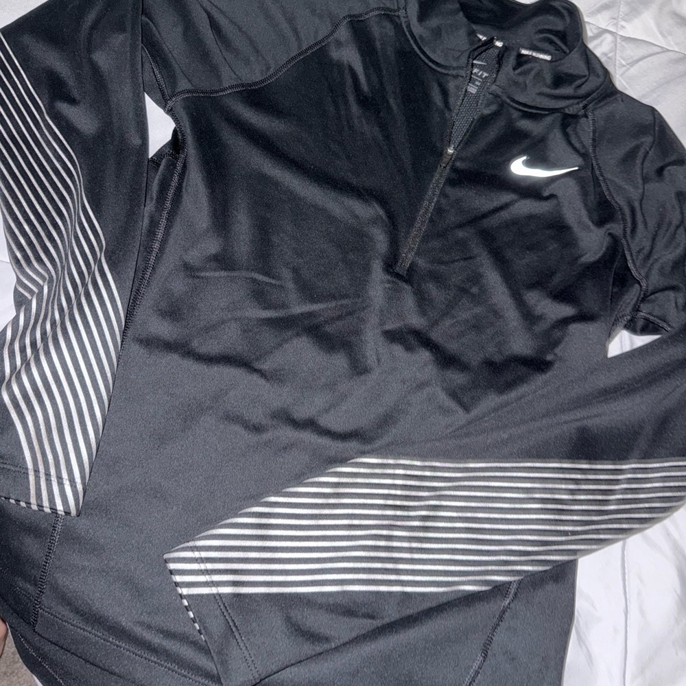 Nike Black Dri-Fit Pullover with Striped Sleeves